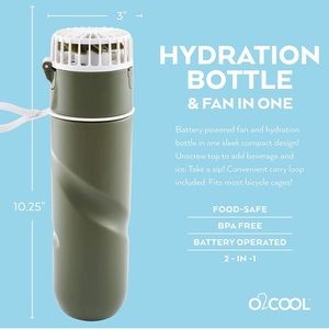O2Cool Breezy Sip Battery Powered Fan & Hydration Bottle